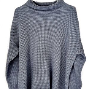 J. Jill Women's Cowlneck Sweater Waffle Knit Plus 2X Baby Blue Long Sleeve